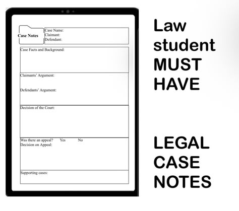 Legal case notes for law students Perfect for case summaries Easy to make notes with Better understanding of law cases Law Student Hacks, How To Study Law, Law Student Notes, Law Notes Student, Law Notes Aesthetic, Case Brief Template, Critical Thinking Quotes, Law Student Quotes, Case Brief