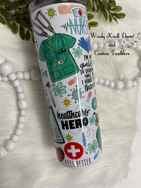 20 Ounce Stainless Steel Tumbler. Perfect gift for that special Nurse. Nurse Tumbler, Nurse Graduation, Nurse Graduation Gift, Gift For Nurse, Glass Tumblers, Print Finishes, Travel Cup, Glass Tumbler, Custom Tumblers