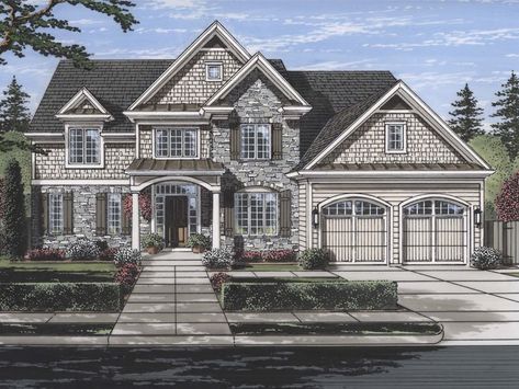 Two-Story House Plan, 046H-0144 House Plans Traditional, Suburban Houses, Bloxburg Builds, Bedroom Traditional, Traditional House Plan, Flex Room, Traditional House Plans, Luxury House Plans, House Building