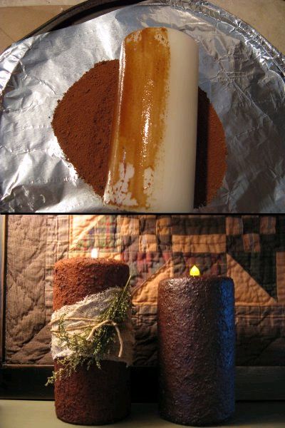 How to grunge candles with Modge Podge for that primitive look. Very inexpensive compared to the cost of buying them already grungy. You can also use this technique to grunge the plastic battery operated candles. Grunge Candles, Grunge Candle, Grungy Candles, Candle Tutorial, Primative Decor, Primitive Candles, Soya Mumu, Look Grunge, Prim Decor