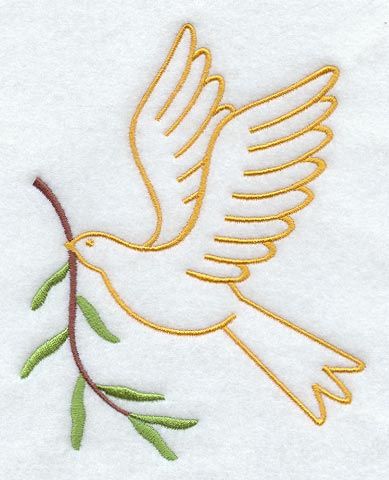 Peace Dove (you can always flip, of course) Hand Embroidered Dove, Peace Dove Tattoos, Clerical Stoles, Dove Peace, The Olive Branch, Bird Template, Wafer Paper Flowers, Dove Of Peace, Pes Embroidery