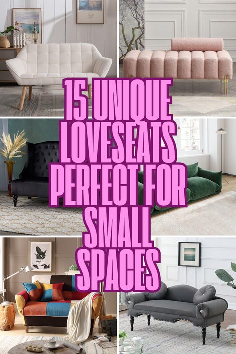 Furnishing a small space? These 15 unique loveseats are the perfect blend of style and functionality! From modern designs to cozy velvet options, these compact gems fit perfectly into apartments, offices, or cozy nooks. Whether you're after elegance or comfort, these loveseats will transform your small space into a stylish haven. Click to explore the best options and find your perfect match! Small Space Sofa Ideas, Colorful Loveseat, Small Space Sofa, Small Space Seating, Mid Century Loveseat, Rattan Loveseat, Small Space Furniture, Couches For Small Spaces, Sofas For Small Spaces