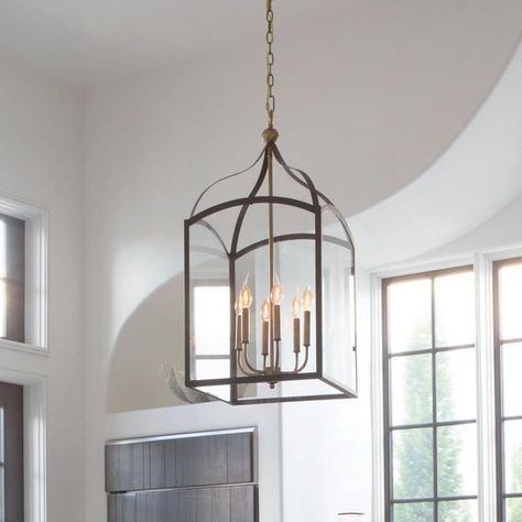 Gracie Oaks Jeremie 6-Light Foyer Lantern Pendant | Wayfair Foyer Lantern, Entry Chandelier, Entryway Light Fixtures, Fabric Lantern, Entryway Chandelier, Foyer Lighting Fixtures, Entry Lighting, Foyer Chandelier, Entryway Lighting