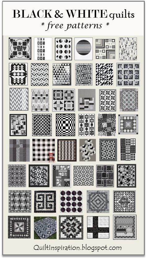 Here are 50 free patterns for Black and White quilts!  What could be more stylish? Let us know which designs are your favorites! To go to a... Black And White Quilt, Tumbling Blocks Quilt, Churn Dash Quilt, Owl Quilt, Stained Glass Quilt, Two Color Quilts, Black And White Quilts, White Quilts, Twin Quilt Size