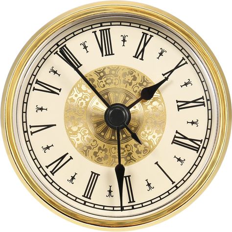 PRICES MAY VARY. Quantity: you will receive a package of 1 roman numeral clock insert with gold trim for delivery Overall diameter: the overall diameter of the clock insert is 2.8 inches (70 mm) that refers to the front face outside maximum diameter including the colored bezel Mounting diameter: fit round hole diameter: 2.4 inches (61 mm); Mounting depth: 0.7 inch (17 mm), it is good for DIY crafts or replacing old clock faces, please check the size before purchase Features: easy read white face Classic Clock, Clock Craft, Old Clock, Wall Clock Classic, Roman Numeral Clock, Clock Faces, Classic Clocks, Old Clocks, Clock Shop