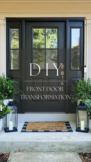 Redoing Front Door, Change Single Front Door To Double, Refurbished Front Door Ideas, How To Paint Your Front Door Diy, How To Make Front Door Look Bigger, How To Change Glass In Front Door, Updating Oval Glass Front Door, How To Update 90s House, Front Door Redo Diy