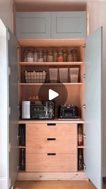 House Beautiful UK on Instagram: "Love a DIY project?   Take inspiration from Gemma (@lets.stay.at.home) as she makes a built-in larder cupboard from scratch on a budget.   Design your dream kitchen with the ideas at the link in our bio.   #housebeautifuluk #kitchendesign #larder #pantrycupboard #homediy" Pantry Cupboard Ideas Small Spaces, Ikea Larder Cupboard, Diy Larder Cupboard, Diy Kitchens Uk, Larder Cupboard Ideas, Pantry Cupboard Ideas, Kitchen Larder Cupboard, Diy Cupboards, Ikea Hack Kitchen