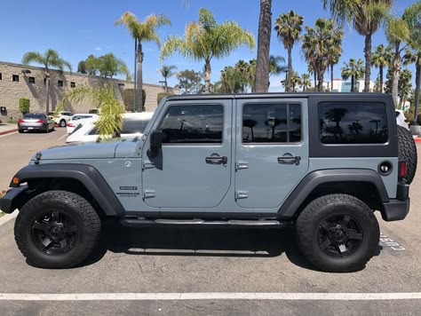 2015 Jeep Wrangler Unlimited Sport - Anvil exterior - 295/70/17 Nitto Terra Grappler - XD Rockstar wheels Jeep 4 Door Wrangler, Jeep Wrangler Anvil Grey, Dark Grey Jeep Wrangler, Anvil Jeep Wrangler, Cool Jeeps Wrangler, Four Door Jeep Wrangler, Jeep Wrangler Grill, Jeep Wrangler Colors, 2015 Jeep Wrangler Unlimited Sport