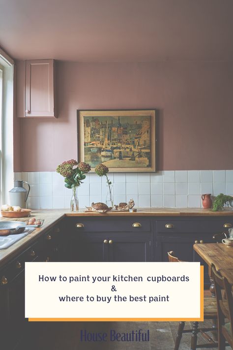 A whole new kitchen installation will probably set you back around £15,000, but if that's totally out of your price range, consider painting your kitchen cupboards instead. This can have a really transformative effect and, depending on the number of cans you need, should set you back less than £100 in total. How to paint kitchen cupboards: To get the best finish, make sure you prep properly to avoid streaking or peeling further on down the line. Paint Kitchen Cupboards, Mauve Kitchen, Kitchen Cupboard Paint, Popular Kitchen Colors, Latest Kitchen Trends, Cupboard Paint, Kitchen Cupboards Paint, White Cupboards, Wood Worktop