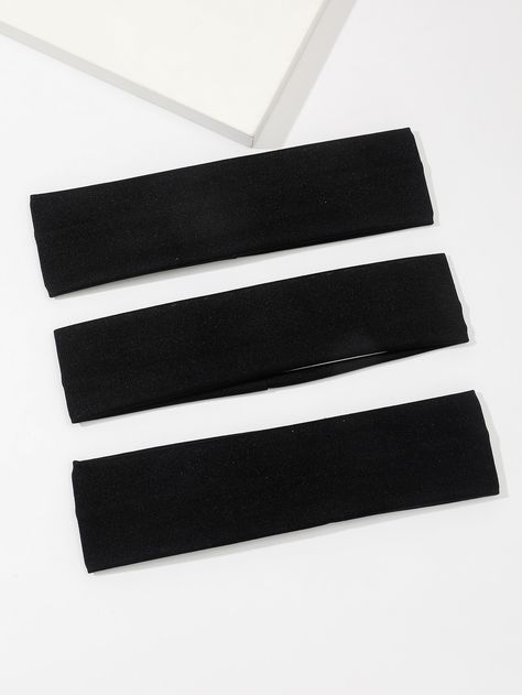 Black  Collar  Polyester   Embellished   Women Accessories Black Elastic Headband, Gym Hairstyles, Hair Band Accessories, Yoga Headband, Black Headband, Elastic Headbands, Hair Bands, Workout Accessories, Hair Accessories For Women