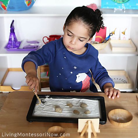 A Montessori peace tray can help even very young children start to experience peace and find a calm place whenever they need it. A peace tray is perfect for a variety of ages at home or in the classroom. Peace Corner, Sensorial Activities, Zen Sand, Calm Place, Gratitude Jar, Daycare Crafts, Montessori Activities, Zen Garden, In The Classroom