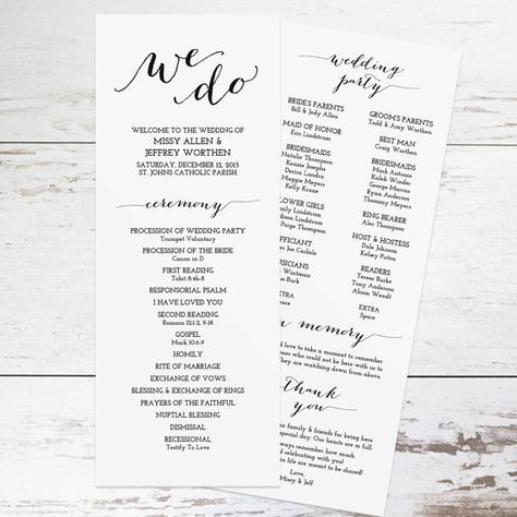 Printable Wedding Program Template Rustic Wedding Programs Wedding Program Template Free, Wedding Reception Program, Printable Wedding Program Template, Wedding Ceremony Programs Template, Ceremony Program Template, Rustic Wedding Programs, Wedding Ceremony Script, Printable Wedding Programs, Free Wedding Printables