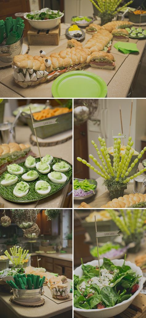 Alligator Themed First Birthday Party Monkey Snacks, Zoo Themed Party, Alligator Birthday Parties, Alligator Party, Alligator Birthday, Themed Party Ideas, Zoo Birthday Party, Reptile Party, Wild Birthday Party