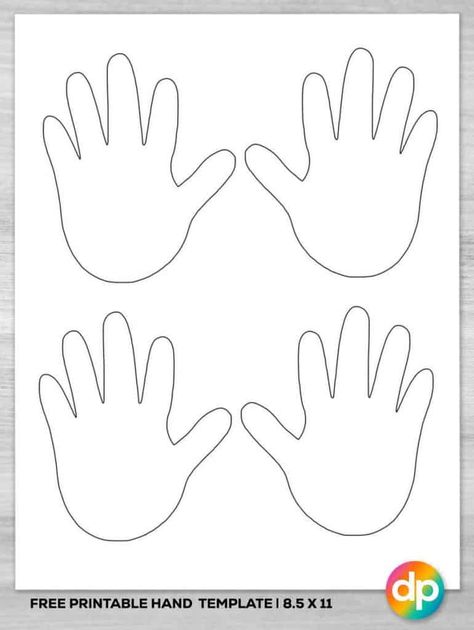 Free Printable Hand Template - Daily Printables Letter C Crafts, Hand Template, Hand Outline, 2nd Grade Activities, Preschool Planning, Hand Drawings, Kids Worksheets Preschool, Shape Templates, Picture Templates