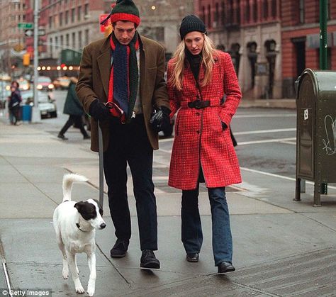 Tragic: John F. Kennedy Jr. - the son of President Kennedy - is seen here with wife Carolyn Bessette-Kennedy. The couple died when JFK Jr.'s plane crashed in 1999 Carolyn Bessette, John Junior, Christian Slater, Jfk Jr, Robin Wright, Stylish Celebrities, John John, Christy Turlington, Cindy Crawford