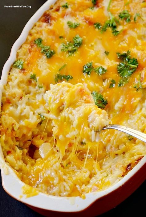 Ham-and-cheese-baked-rice-casserole, Arroz-de-forno-misto Cheesy Green Chili Rice, Cheesy Poblano Rice Bake, Green Chili Cheese Rice Casserole, Mexican Cheesy Rice Recipes, Green Chili Cheese Rice, Cheesy Rice Casserole Recipes, Minute Rice Casserole Recipes, Green Chili Rice Casserole, Baked Cheesy Rice