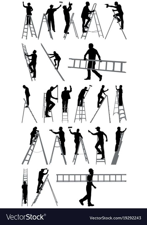 Person Climbing Ladder, Ladder Tattoo, Hanger Tattoo, Tractor Silhouette, Teamwork Poster, Bike Silhouette, Elevation Drawing, Cuban Art, Silhouette Tattoos