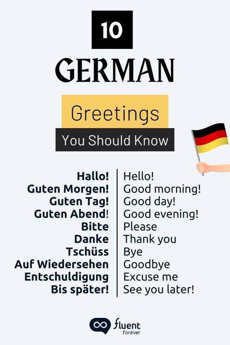 German Phrases Travel, Greetings In German, Basic German Phrases, German Tips, German Greetings, German Worksheets, Multicultural Education, Basic German, German Learning