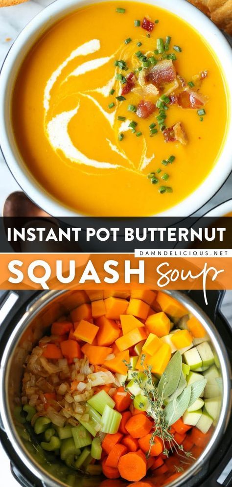 Instant Pot Butternut Squash Soup, Instant Pot Butternut Squash, Butternut Soup, Butternut Squash Recipes Soup, Squash Soup Recipe, Instant Pot Soup Recipes, Best Soup Recipes, Butternut Squash Recipes, Instant Pot Soup