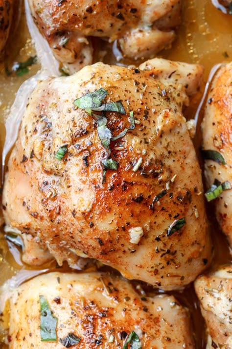 Love this easy Baked Tender Chicken Thighs Recipe that is full of so much flavor. The combination of garlic with Italian seasoning and paprika work so well Easy Baked Chicken Thighs, Baked Boneless Chicken Thighs, Best Chicken Thigh Recipe, Crispy Baked Chicken Thighs, Oven Baked Chicken Thighs, Chicken Thighs Recipes, Chicken Thighs Recipe, Oven Chicken Recipes, Thighs Recipe