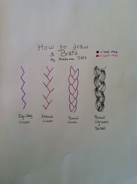 How to draw a braid Braid Tutorial Drawing, How To Draw A Braid Easy, Braid Drawing Tutorial, How To Draw A Braid, How To Sketch Braids, Braid Sketch How To Draw, Draw Hairstyles, How To Draw Braids, Braids Step By Step