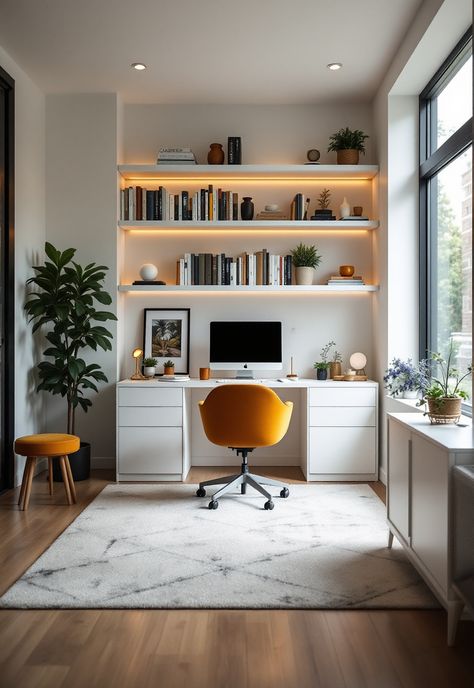 Bonus Room Ideas Workplace In Living Room, Home Office In Living Room Layout, Office Area In Living Room, Office Sanctuary, Office Space In Living Room, Comfy Home Office, Luxurious Home Theater, Bonus Room Office, Teen Hangout Room