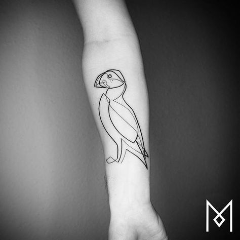 Icelandic Tattoo, Bird Line Art, Scotland Tattoo, Pair Tattoos, Mo Ganji, Puffin Bird, Nordic Tattoo, Tree Of Life Tattoo, World Tattoo