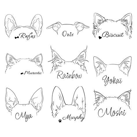 Dog Ear Outline Tattoo, Ear Outline Tattoo, Dog Ear Outline, Ear Outline, Puppy Ears, Tier Tattoo, Outline Tattoo, Graphics Tablets, Kunst Tattoos