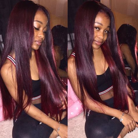 Straight Sew In, Red Hair Extensions, Jayda Wayda, Brazilian Hair Bundles, Brazilian Hair Weave, Cherry Cola, Burgundy Hair, Sew In, Straight Human Hair