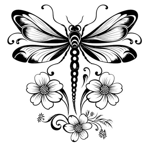 Dragonfly Drawing Sketch, Dragonfly With Flowers, Dragonfly Drawings, Dragonfly Vector, Whimsical Dragonfly, Dragonfly Silhouette, Black And White Svg, Dragonfly Clipart, Dragonfly Artwork