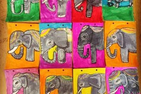 Indian Elephants Indian Elephant Art, Multi Cultural Art, معرض فني, Elephant Crafts, Elephant Coloring Page, Animal Art Projects, 2nd Grade Art, 4th Grade Art, 3rd Grade Art