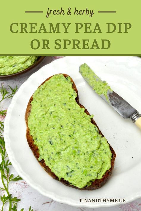 Mashed Peas On Toast, Pea Dip Recipes, Pea Sandwich, Herb Cream Cheese Recipe, Pea Cream, Homemade Chocolate Spread, Pea Sauce, Pea Dip, Creamy Peas