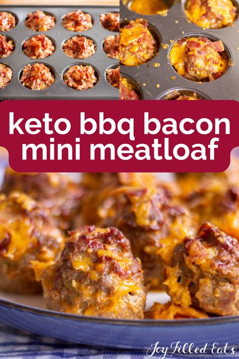 My BBQ Bacon Mini Meatloaf is a great weeknight dinner but Keto Mini Meatloaf also looks nice enough for a special occasion. Gluten-Free. My BBQ Bacon Mini Meatloaves are a great weeknight dinner but they also look fancy enough for a special occasion. They are the perfect size for kids and with bacon and cheddar, they are approved by the ones in my house. Keto Mini Meatloaf Muffin Tins, Keto Meatloaf Minis, Keto Meatloaf Recipes Pork Rinds, Bbq Meatloaf Muffins, Keto Recipes With Hamburger, Keto Kid Friendly Recipes, Keto Mini Meatloaf, Carnivore Meatloaf, Keto Meatloaf Muffins