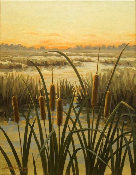 Cattail Drawing, Cattail Illustration, Cattail Painting, Cattails Painting, Marsh Illustration, Cattails Drawing, Cattail Tattoo, Swamp Illustration, Cattail Plant