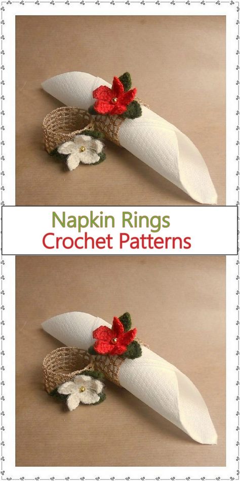 Unique and Creative Crochet Napkin Ring Patterns to Try Crochet Christmas Napkin Ring, Crochet Thanksgiving Napkin Rings, Christmas Crochet Napkin Rings, Crochet Christmas Napkin Rings Free Pattern, Diy Napkin Rings Christmas, Holiday Crochet Patterns Free, Crochet Napkin Rings, Diy Napkin Holder, Xmas Messages