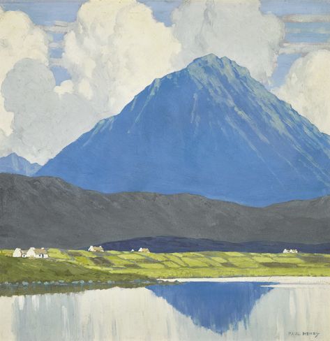 PAUL HENRY, R.H.A., R.U.A. | ERRIGAL, COUNTY DONEGAL | Irish Art | British Pics > 1850 | Sotheby's Composition Drawing, Naïve Artist, County Donegal, Mountain Drawing, Irish Art, Naive Art, On Board, Painting Inspiration, Landscape Art