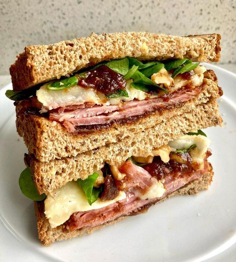 Fig Chutney, Roast Ham, Salami Sandwich, Sandwiches Recipes, Honey Mustard Glaze, Tea Sandwiches Recipes, Ham Sandwich, Roasted Ham, Ham Sandwiches