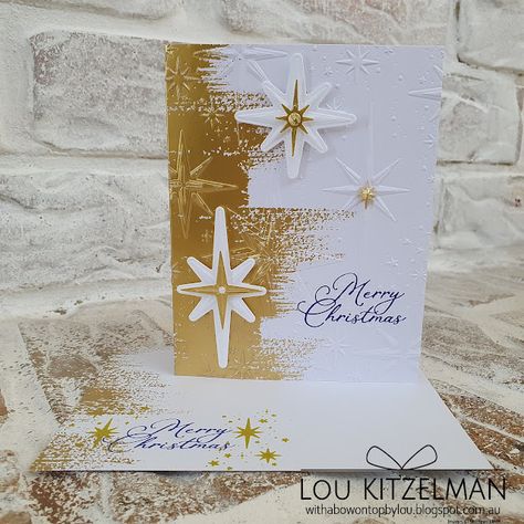 Gold Card, Christmas Card Inspiration, Star Cards, Christmas Card Set, Stampin Up Christmas Cards, Stampin Up Christmas, Diy Christmas Cards, Merry Christmas Card, Christmas Cards To Make