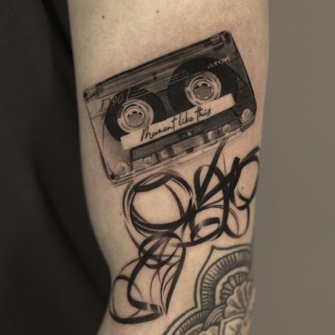 Cassette Tape Tattoo, Hours Tattoo, Cassette Tattoo, Tape Tattoo, Music Tattoo Sleeves, Wrist Tattoo Cover Up, Music Tattoo Designs, Geniale Tattoos, Dope Tattoos For Women