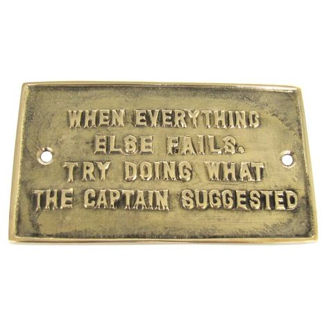 Breakwater Bay Solid Ships Plaque Listen to the Captain! Wall Décor | Wayfair Nautical Office, Boat Signs, Maritime Decor, Boat Decor, Modern Nautical, Brass Plaques, Boat Interior, Nautical Home, Hanging Organizer