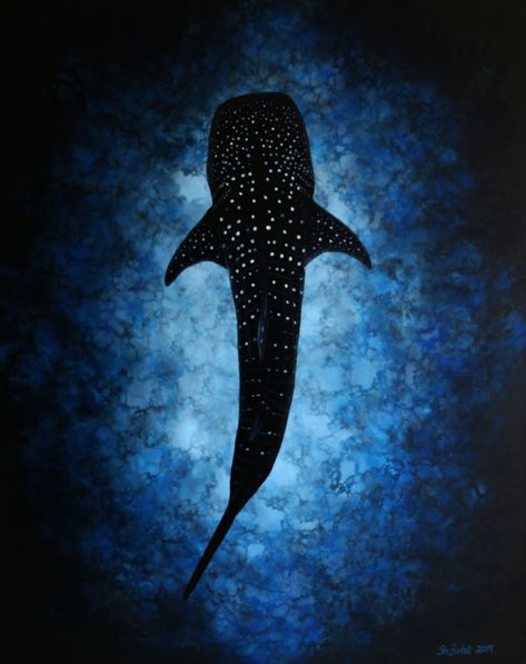 Whale Shark Drawing Reference, Whale Shark Watercolor Paintings, Whale Shark Painting Acrylic, Whale Shark Painting Easy, Blue Acrylic Painting Ideas, Sea Creatures Painting, Sharks Painting, Whale Shark Painting, Blue Whale Shark