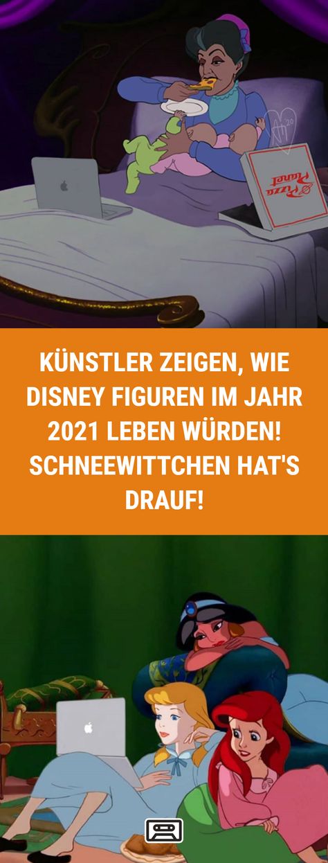 Wir alle haben Disney in unserer Kindheit geliebt. Doch wie würde wohl das Leben von Disney Figuren in der modernen Zeit aussehen? Zwei Künstler zeichnen fantasievolle Bilder und zeigen, wie sie im Jahr 2021 aussehen würden #künstler #disney #figuren #leben #2021#modern #aussehen #kindheit #fantasie #filme #cinderella #schneewittchen Disney, Movie Posters, Art