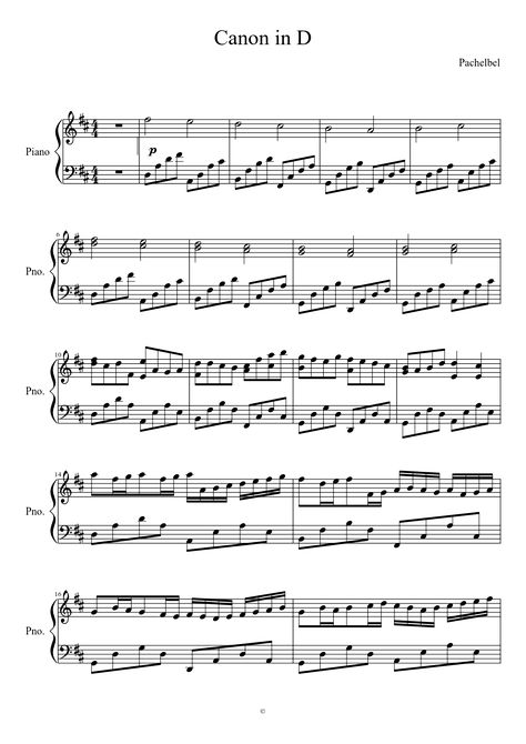 Canon in D - Pachelbel | MuseScore Learn To Play Piano, Johann Pachelbel, Free Printable Sheet Music, Canon In D, Easy Sheet Music, Free Piano Sheets, Piano Sheet Music Classical, Piano Sheet Music Pdf, Classical Sheet Music