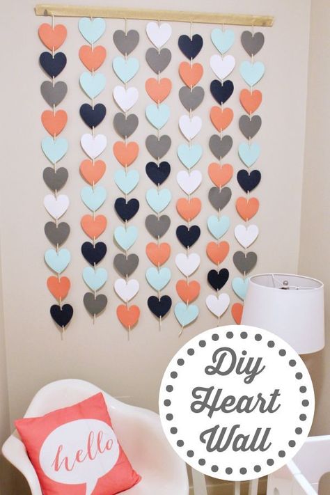 DIY Wall Decor | Heart Wall Hanging | Easy Nursery Decor | Girls Room Ideas Simple Nursery Decor, Girls Room Ideas, Baby Room Boy, Girls Room Diy, Diy Wall Decor For Bedroom, Heart Wall Hanging, Baby Room Wall Decor, Simple Nursery, Girls Room Wall Decor