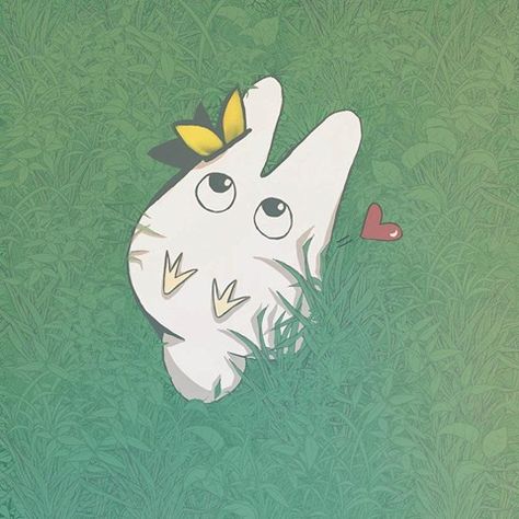 > Totoro Friend Cutie ! <3 Totoro Movie, Chibi Totoro, White Totoro, Hayao Miyazaki Art, Miyazaki Art, My Neighbour Totoro, Studio Ghibli Background, Frog Theme, Ghibli Artwork