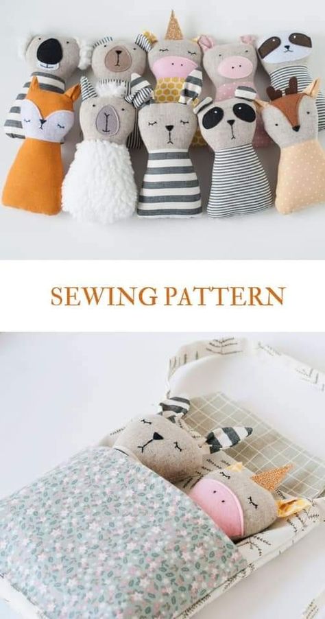 Bedding Tutorial, Soft Dolls Handmade, Animals Sewing, Diy Sy, Homemade Dolls, Folded Fabric Ornaments, Fabric Christmas Ornaments Diy, Animal Sewing Patterns, Sewing Stuffed Animals