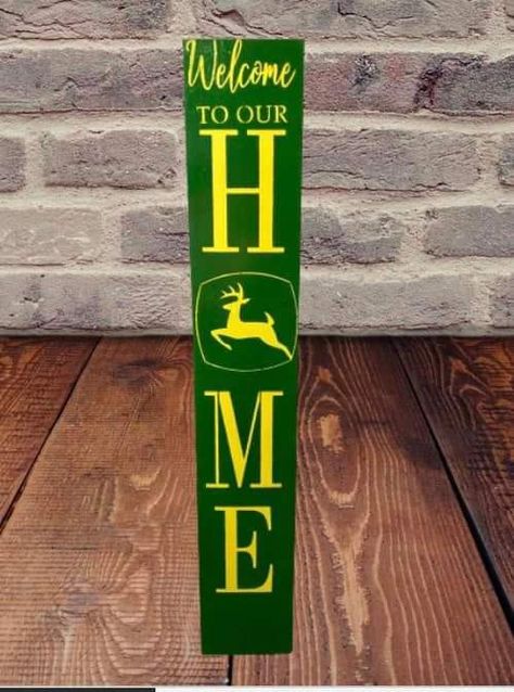 Western Porch Leaners, Cow Porch Leaner, Welcome Sign Front Door Hunting, Hunting Signs Diy, Deer Signs Wooden, John Deere Crafts, Silhouette Design Files, Wooden Pallet Crafts, Farm Craft