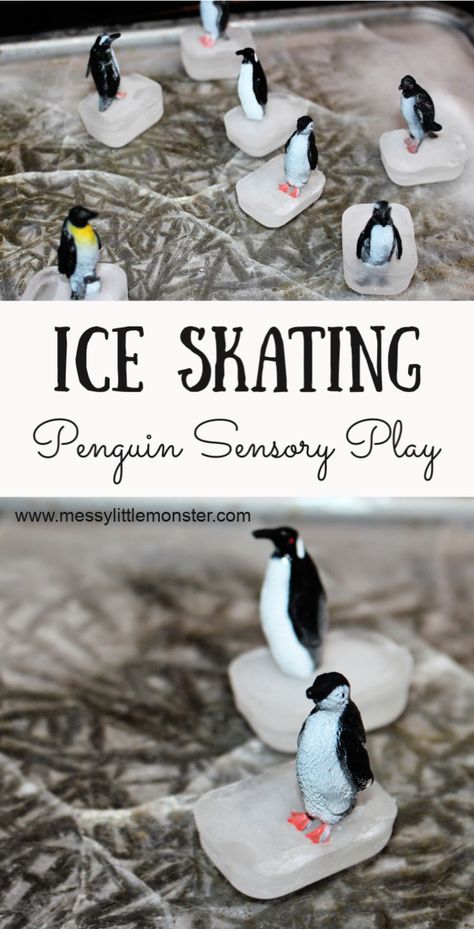 Diy Ice Rink, Ice Skating Penguin, Sensory Play For Toddlers, Winter Activities For Toddlers, February Winter, Crafts Winter, Sensory Play Toddlers, Winter Activities Preschool, Fun Winter Activities