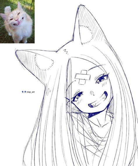 Cat Anime Drawing, Cat Anime, 캐릭터 드로잉, Anime Drawing, Art Drawings Sketches Creative, 영감을 주는 캐릭터, Book Art Drawings, Anime Poses Reference, Anime Sketch