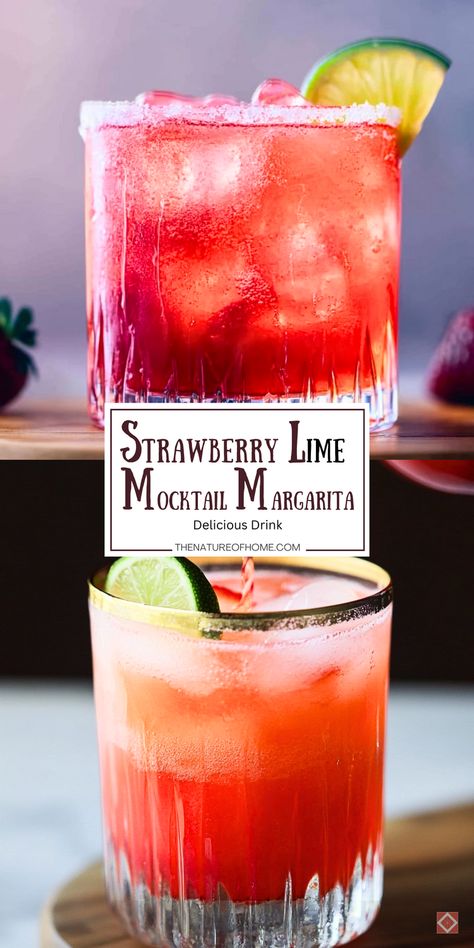 Sip on something sweet and refreshing with this Strawberry Lime Mocktail Margarita! Made with fresh ingredients and a touch of fizz, it’s perfect for celebrations or casual afternoons. Save this pin for a drink everyone will enjoy. Mocktails Margaritas, Strawberry Margarita Mocktail, Mocktail Margarita, Margarita Mocktail Recipe, Strawberry Jalapeno Margarita, Margarita Mocktail, Alcohol Free Drinks, Lime Margarita, Mocktail Recipes